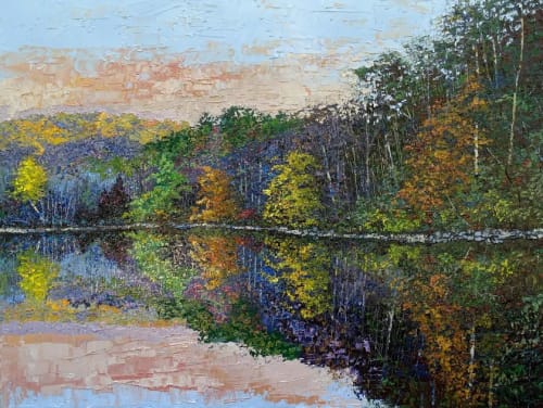“Autumn Light” Original Textured Landscape Painting | Paintings by Emily Newman Fine Art