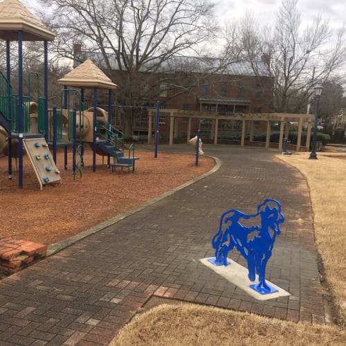 Guard Dog Bike Rack by Joe Norman. NSG | Public Sculptures by JK Designs and the National Sculptors' Guild | Sloan Street Park in Roswell