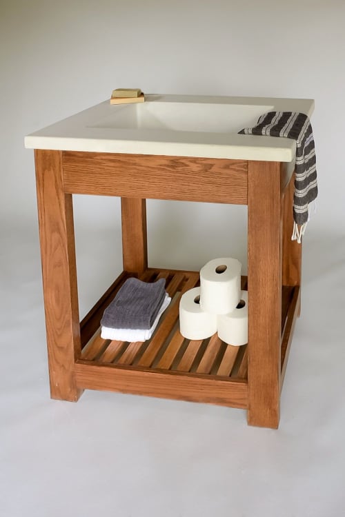 Concrete Vanity Top with Solid Wood Base | Furniture by Wood and Stone Designs