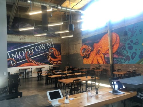 Space Octopus Mural | Murals by Murals by Marshall Adams | Mobtown Brewing Company in Baltimore