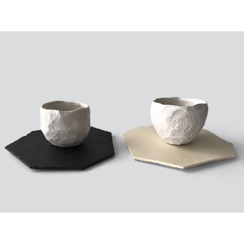 AKIKO x DPTO.LA Black & White Cup & Saucer Sets | Drinkware by AKIKO TSUJI | Departamento in Los Angeles