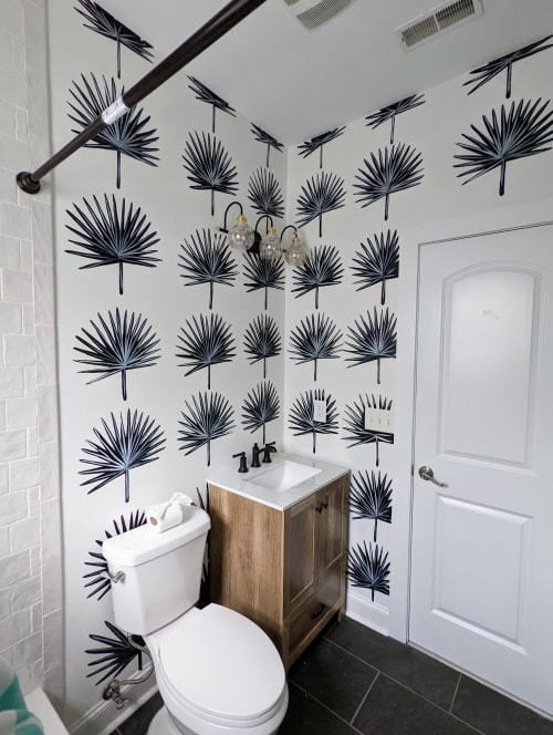 Airbnb Powder Room Mural | Murals by Girls Who Paint Murals
