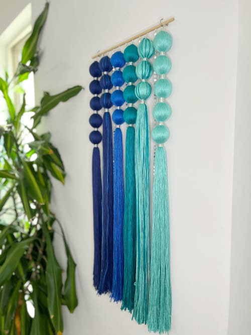 Sirena: Small Blue Gradient Sculptural Wall Hanging | Wall Hangings by Cadence by Clarity Craft Studio