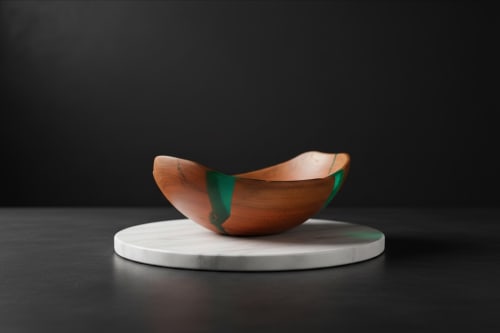 Cherrywood Bowl with Deep‑Blue Resin – Hand‑Crafted | Decorative Objects by Holzkunst Samuel Meisinger