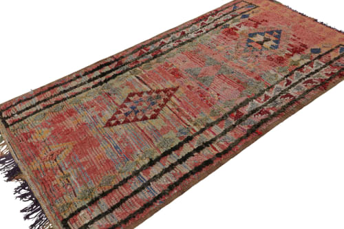 Vintage Moroccan Rug in Red with Geometric Patterns | Area Rug in Rugs by Rug and Kilim