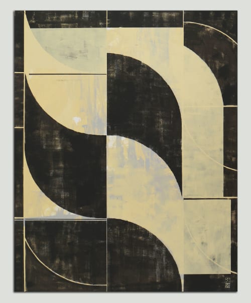 Circle in Circle - Black on canvas | Oil And Acrylic Painting in Paintings by Ronald Hunter