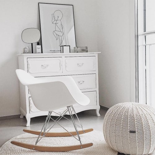 Pouffe and Crocheted Rug | Benches & Ottomans by Zuri House