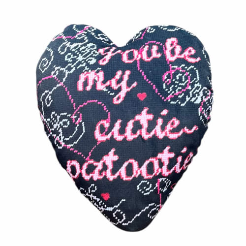 velvet YOU BE MY CUTIE-PATOOTIE sculpted heart pillow | Pillows by Mommani Threads