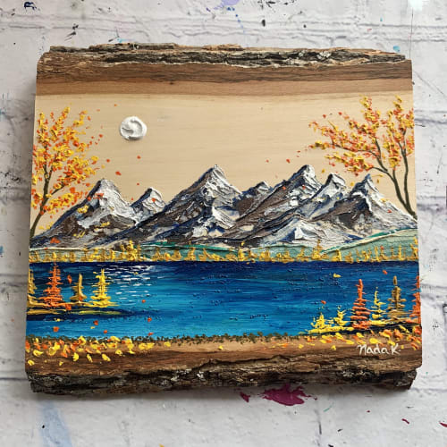 Original Acrylic Landscape Painting on Wood - "Connected" | Paintings by Expression By Nada