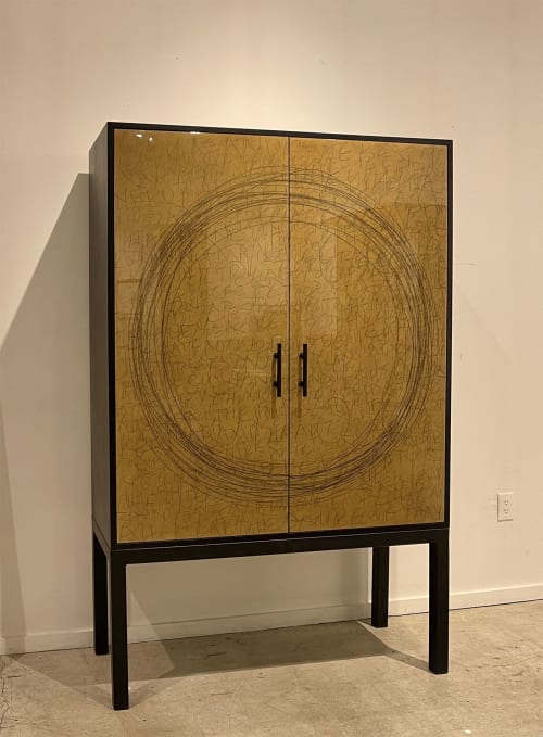 Ring Cabinet by Morgan Clayhall, Mix Media Artwork On Doors | Storage by Morgan Clayhall Inc