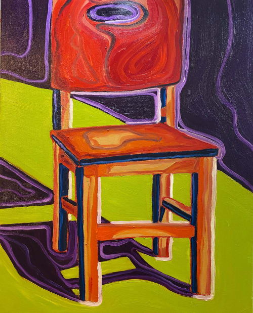 Interior - Red Chair | Paintings by B Polonsky Artworks | Private Residence in Bothell