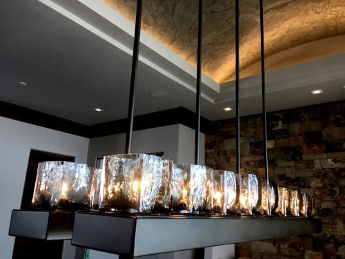 Cubist Chandelier Grey Fade | Chandeliers by Illuminata Art Glass Design by Julie Conway