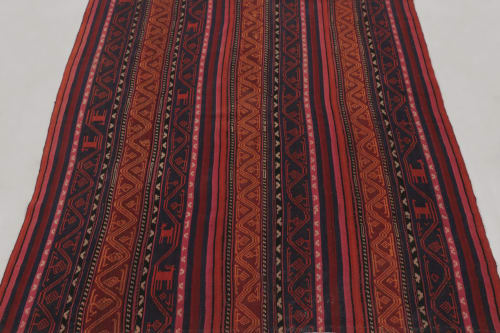 Vintage Persian Kilim in Red and Blue with Geometric Stripes | Rugs by Rug and Kilim