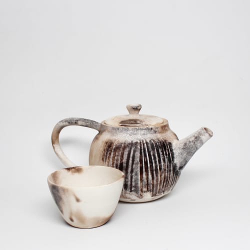 Smoky White Tea Pot + cup | Tableware by caroleneilsonceramics | Private Residence in San Francisco