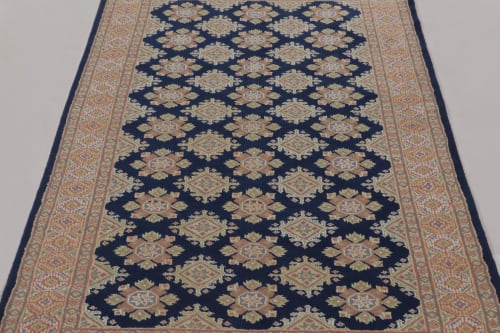 Vintage Bokhara Rug in Deep Navy with Geometric Patterns | Rugs by Rug and Kilim