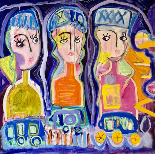"Gossip Girls" Original Abstract Painting by Aleea Jaques | Oil And Acrylic Painting in Paintings by Aleea Jaques - Aleea Art Studio