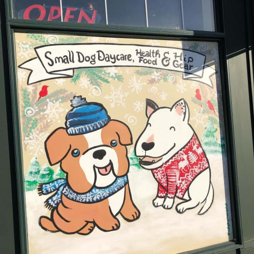 Exterior Retail Painted Mural | Paintings by Artist - Rozzie Lee | Urban Dog Market in Calgary