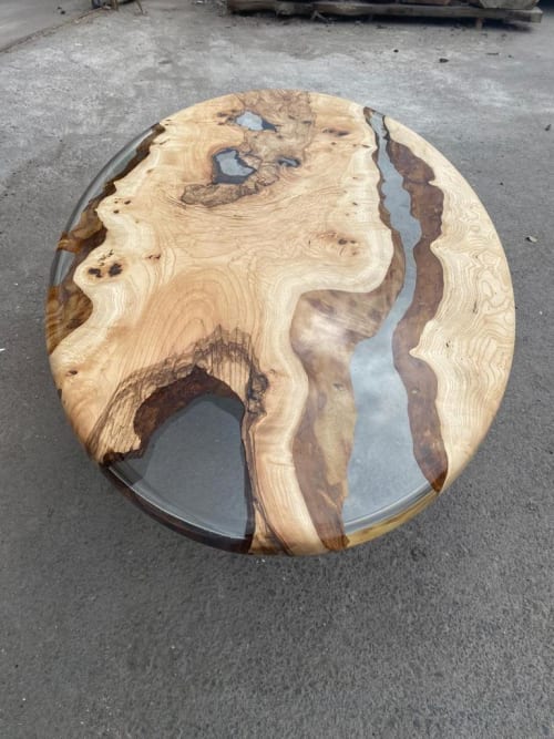 Ash Wood Epoxy Table - Dining Wood Table | Dining Table in Tables by TigerWoodAtelier