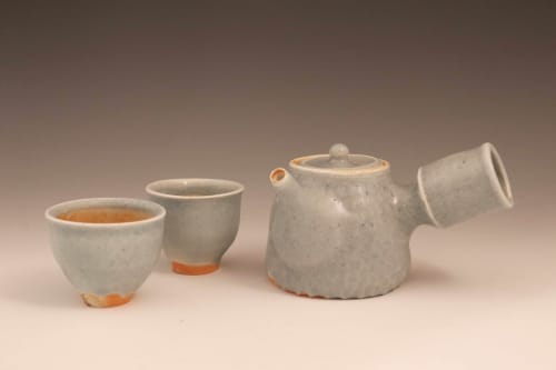 Porcelain Teapot with Wild Granite Celadon Glaze | Tableware by Hamish Jackson Pottery
