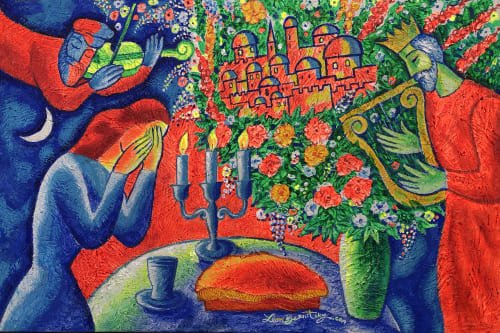 Klezmer Jewish Art Canvas Print | Prints in Paintings by Leon Zernitsky Art