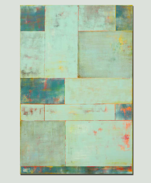 Turquoise Tiles Long | Paintings by Ronald Hunter
