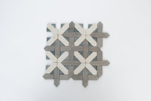 Antique Gray & Ivory White Cross Mosaic Tile | Tiles by Mosaics.co