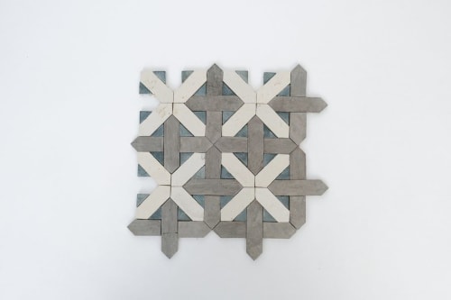 Antique Gray & Ivory White Cross Mosaic Tile | Tiles by Mosaics & Company LLC