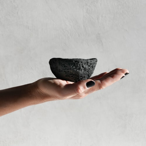 Small Treasure Bowl in Textured Black Concrete | Decorative Objects by Carolyn Powers Designs