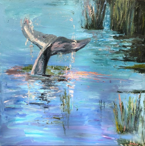 Dolphin Tale | Oil And Acrylic Painting in Paintings by Julia Lawing Fine Art