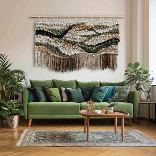 Woven Tapestry "Soft Terrain" | Wall Hangings by KnitushkiStore