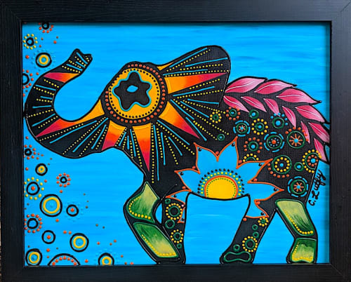Elephant Funk | Oil And Acrylic Painting in Paintings by Christine Crawford | Christine Creates