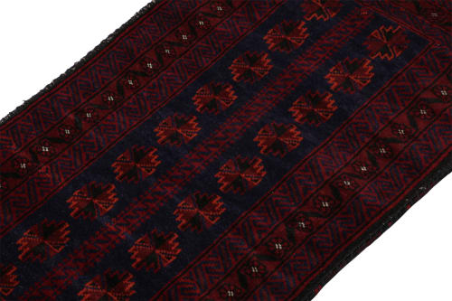 Vintage Baluch Afghan rug in Red, Blue & Black Patterns | Rugs by Rug and Kilim