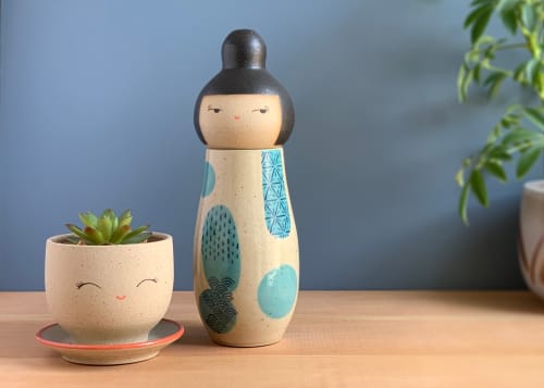Kokeshi-Inspired Ceramic Doll in Stoneware | Sculptures by Jennifer Fujimoto