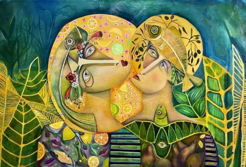 Fish Heads - Oil on Canvas 60w x 40h | Oil And Acrylic Painting in Paintings by Niki J Sands