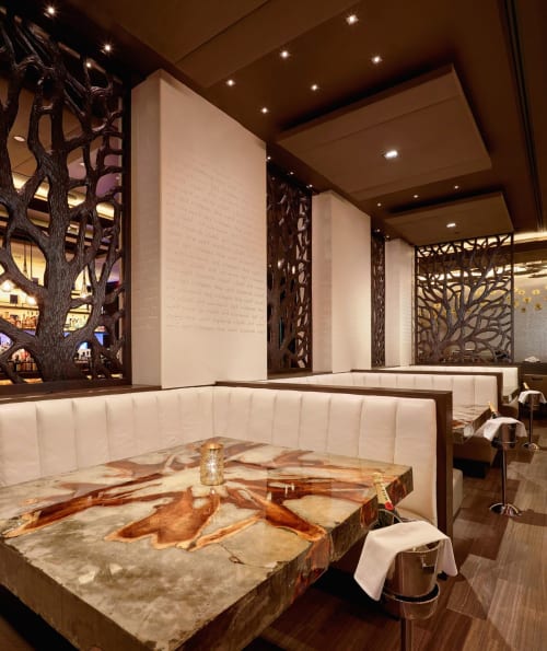 Multiple tables, panels, reception desk | Tables by Doro Designs