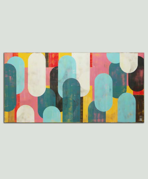 Traffic Pink Landscape | Oil And Acrylic Painting in Paintings by Ronald Hunter | Roxier Art Gallery in Rotterdam