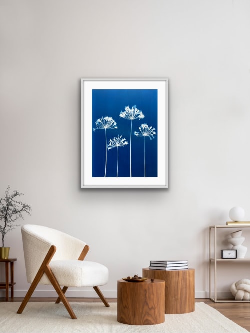 Four Agapanthus Flowers: 30 x 22.5" original cyanotype | Photography by Christine So