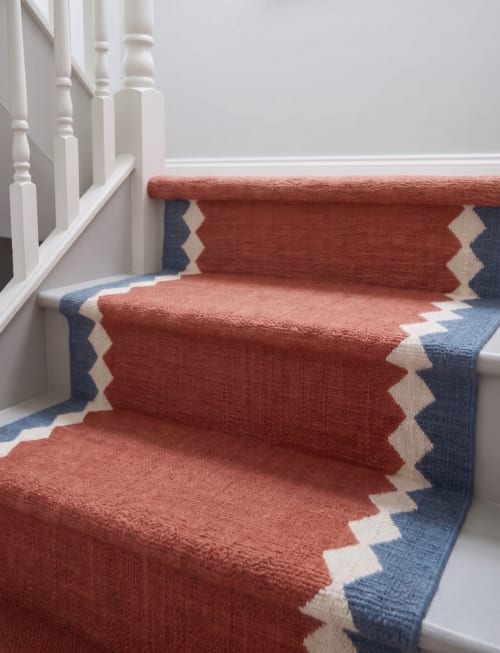 Handwoven Wool Stair Terracotta & Slate Runner Rug | Rugs by Evergreen Carpets