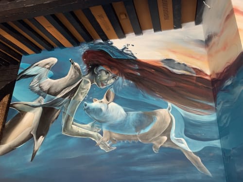 Mural 'The Goddess of the Sea' | Murals by GoMAD Studios | Restaurant Hector in Zierikzee