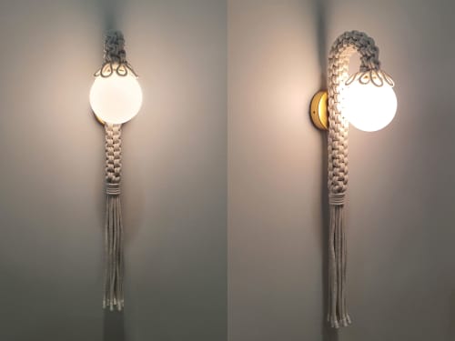 Pensil Handwoven Lamp- Plug-In or Hardwire Sconce (White) | Sconces by Light and Fiber