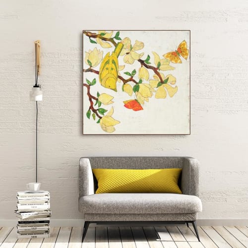 Yellow Bird Story | Mixed Media by Karen Sikie,  Paper Mosaic Studio