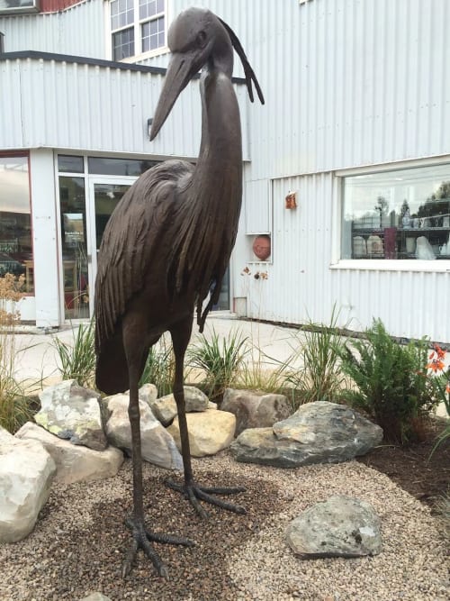 Bronze Blue Heron and 2 Ducks | Public Sculptures by Christian Toth Art