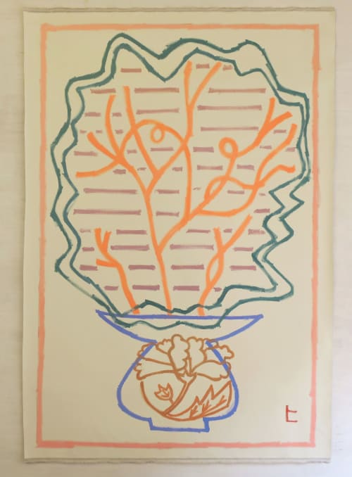 Whisk fern in orange | Oil And Acrylic Painting in Paintings by Hikaru O