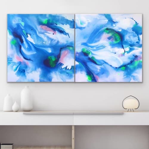 The Flow of Blue (diptych) | Paintings by Maria Bacha