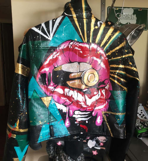 Bite the Bullet Hand-Painted Forever 21 Leather Jacket | Apparel & Accessories by ShammyBuns Art (SBA)