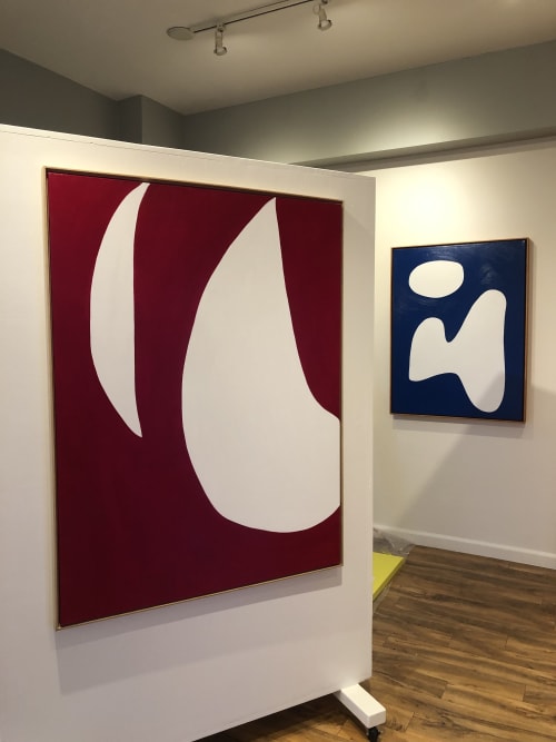 Moon Drops Abstract Painting in Red