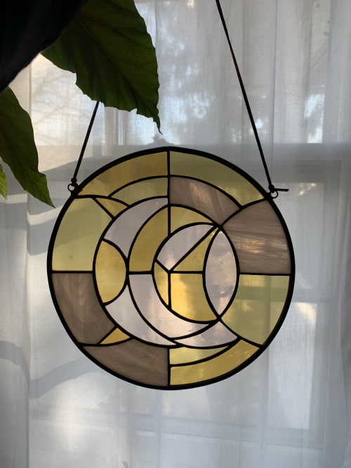 Rosy Moon Suncatcher | Wall Sculpture in Wall Hangings by Annie Sinton Glass