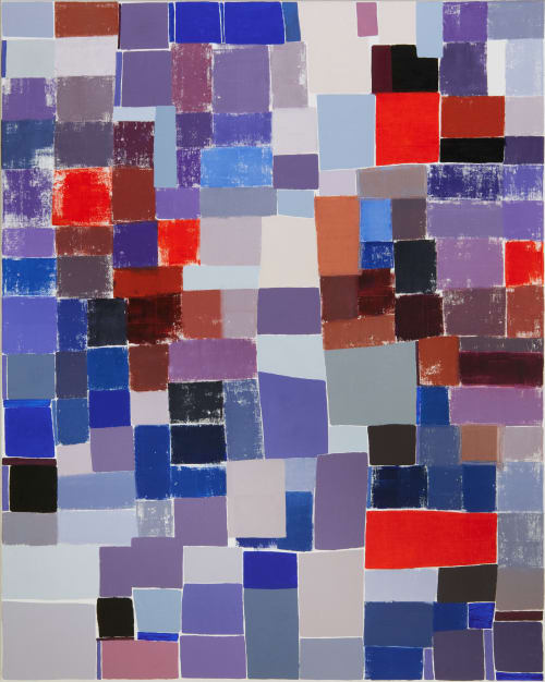 Squares / Orange Blue Grey | Oil And Acrylic Painting in Paintings by Simon Findlay