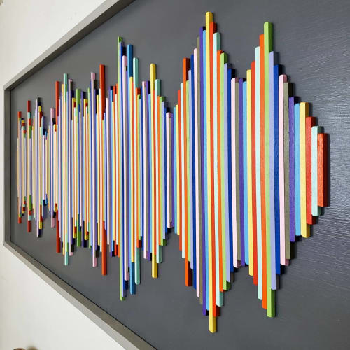 Colorful Soundwave Wall Hanging | Wall Sculpture in Wall Hangings by Erin Harris | Hampton Inn NY-JFK in Queens