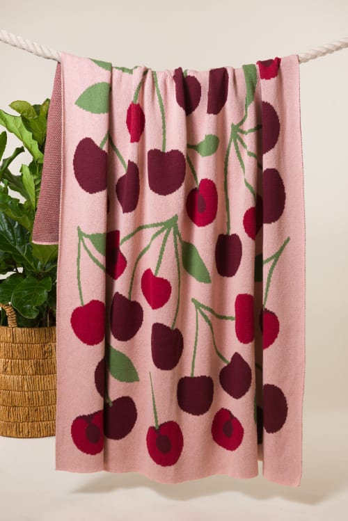 Cherry Throw Blanket by Superstitchous Wescover Linens Bedding